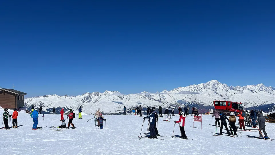 Bluebird skies over La Plagne