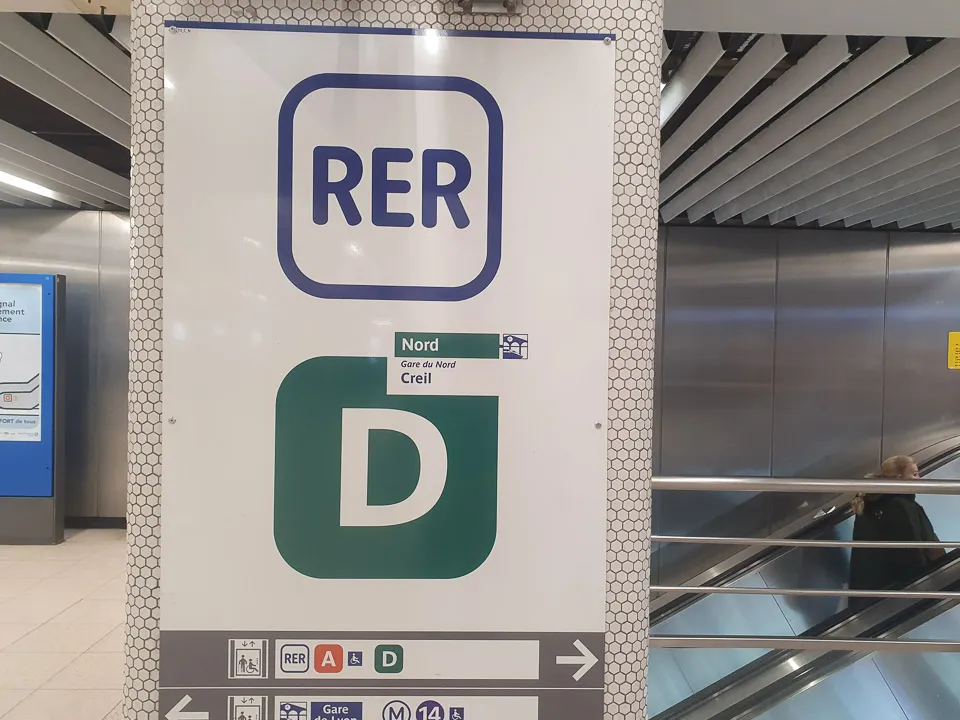 Sign for the RER